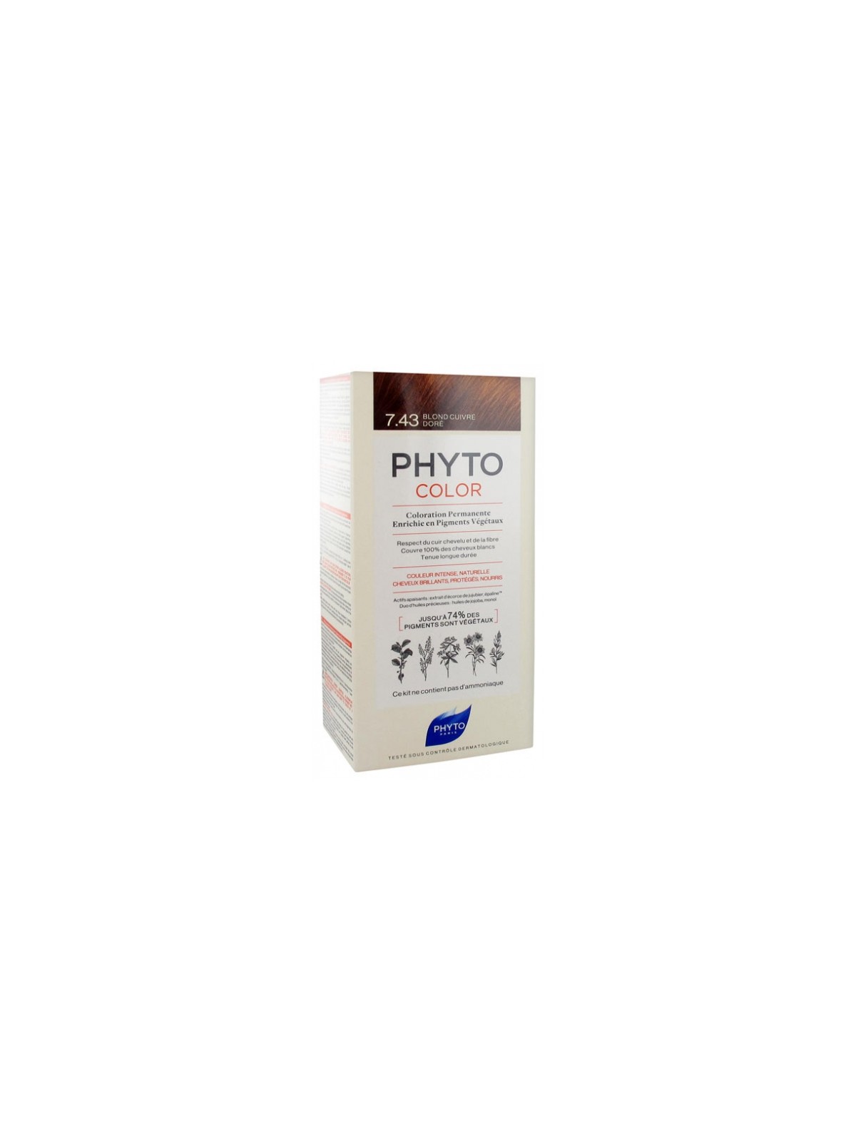 Phyto phytocolor coloration permanente blond cuivré doré 7.34