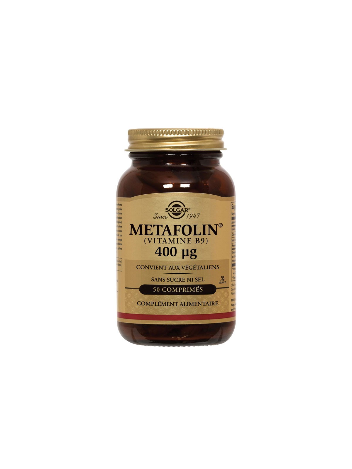 SOLGAR Metafolin Vitamine B9 400 µg 50 Comprimés
