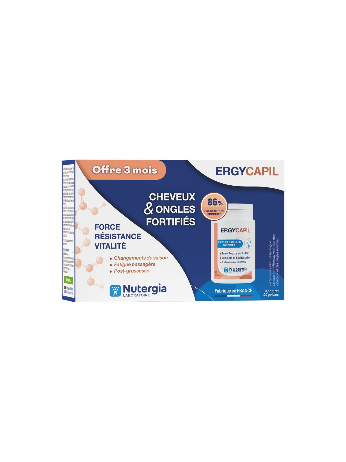 Nutergia Ergycapil Cheveux & Ongles Fortifiés 3x 90 gélules