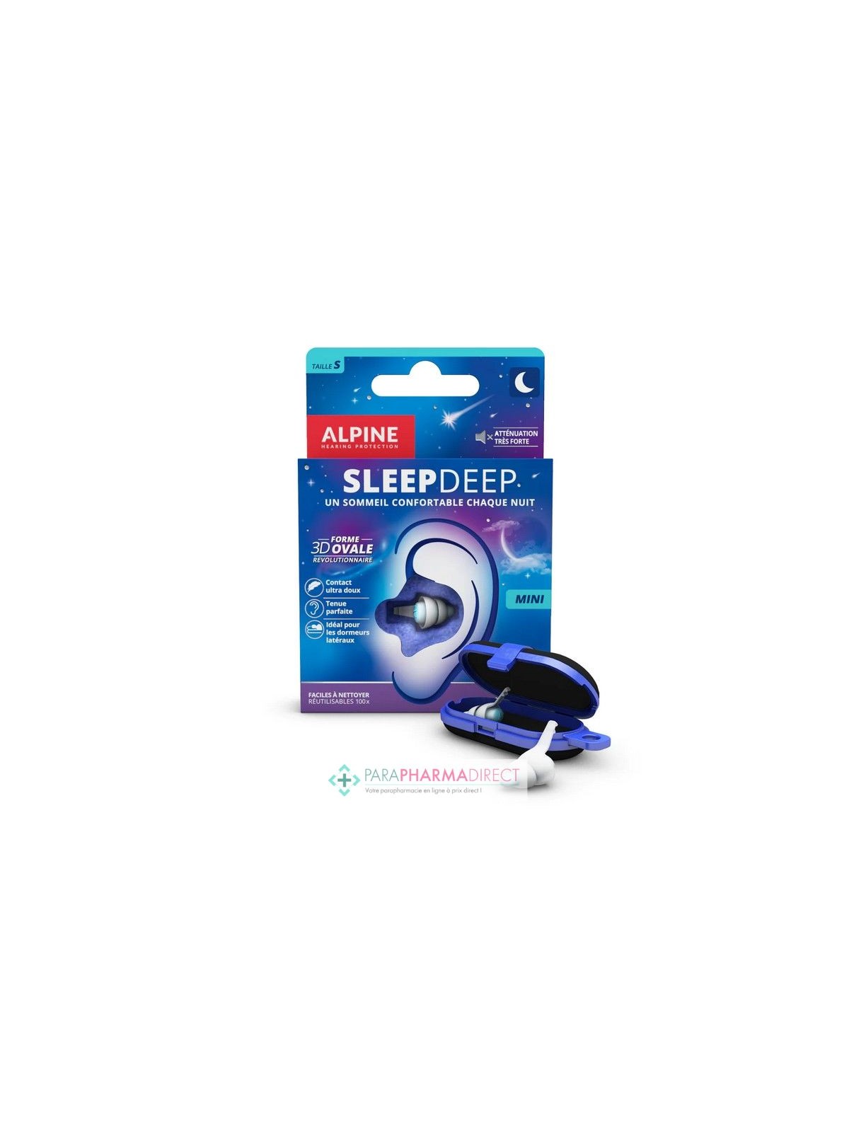 ALPINE SleepDeep Mini Bouchons d'Oreilles Sommeil 1 Paire - Taille S