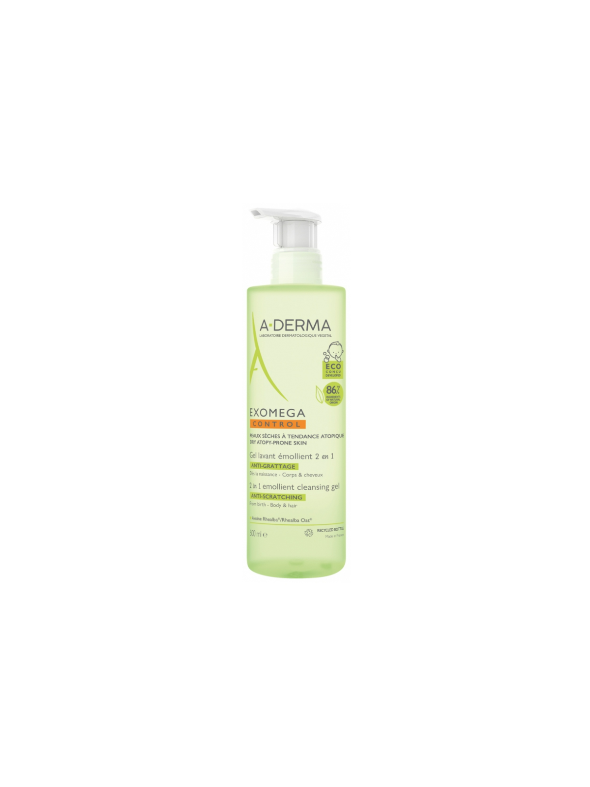 A-DERMA Exomega Control Gel Lavant Émollient 2en1 Anti-Grattage 500 ml