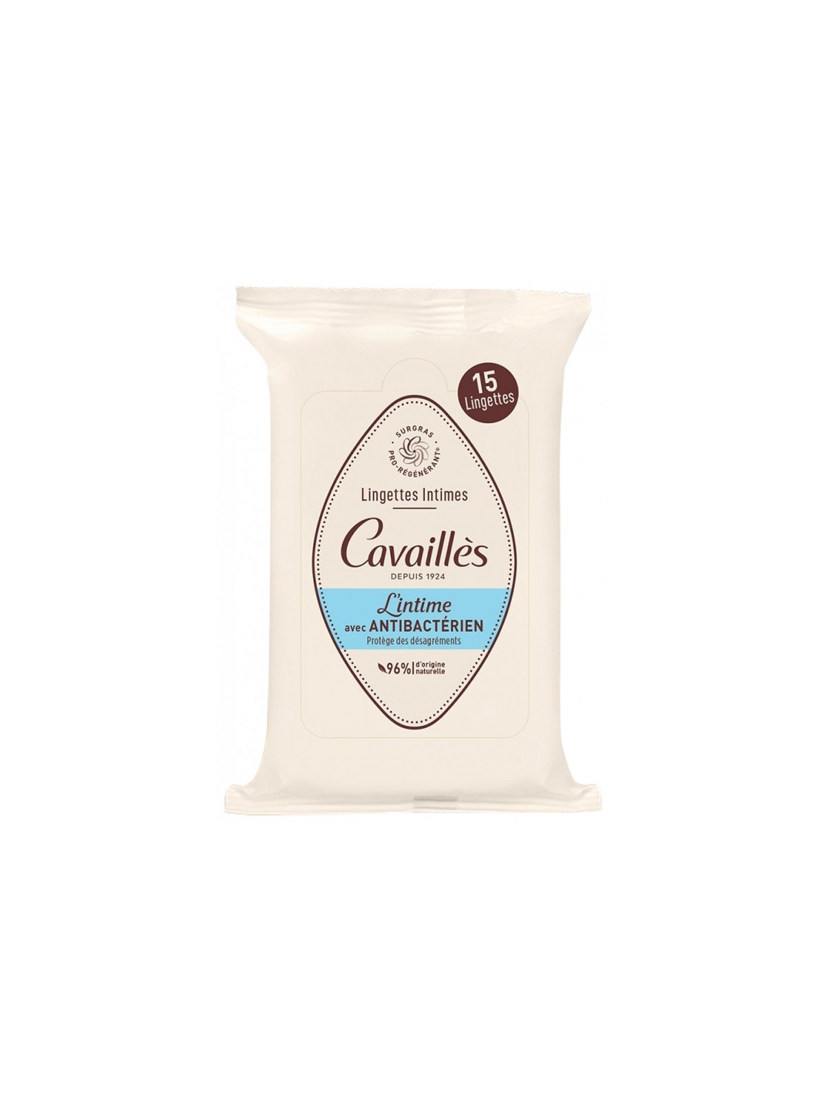 ROGE CAVAILLES Lingettes Intimes Antibactérien 15 lingettes