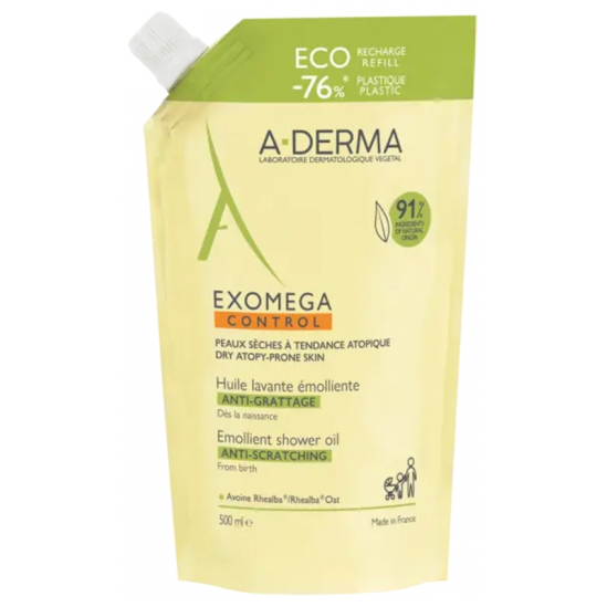 A-DERMA Exomega Control Huile Lavante Émolliente Anti-Grattage Recharge 500 ml