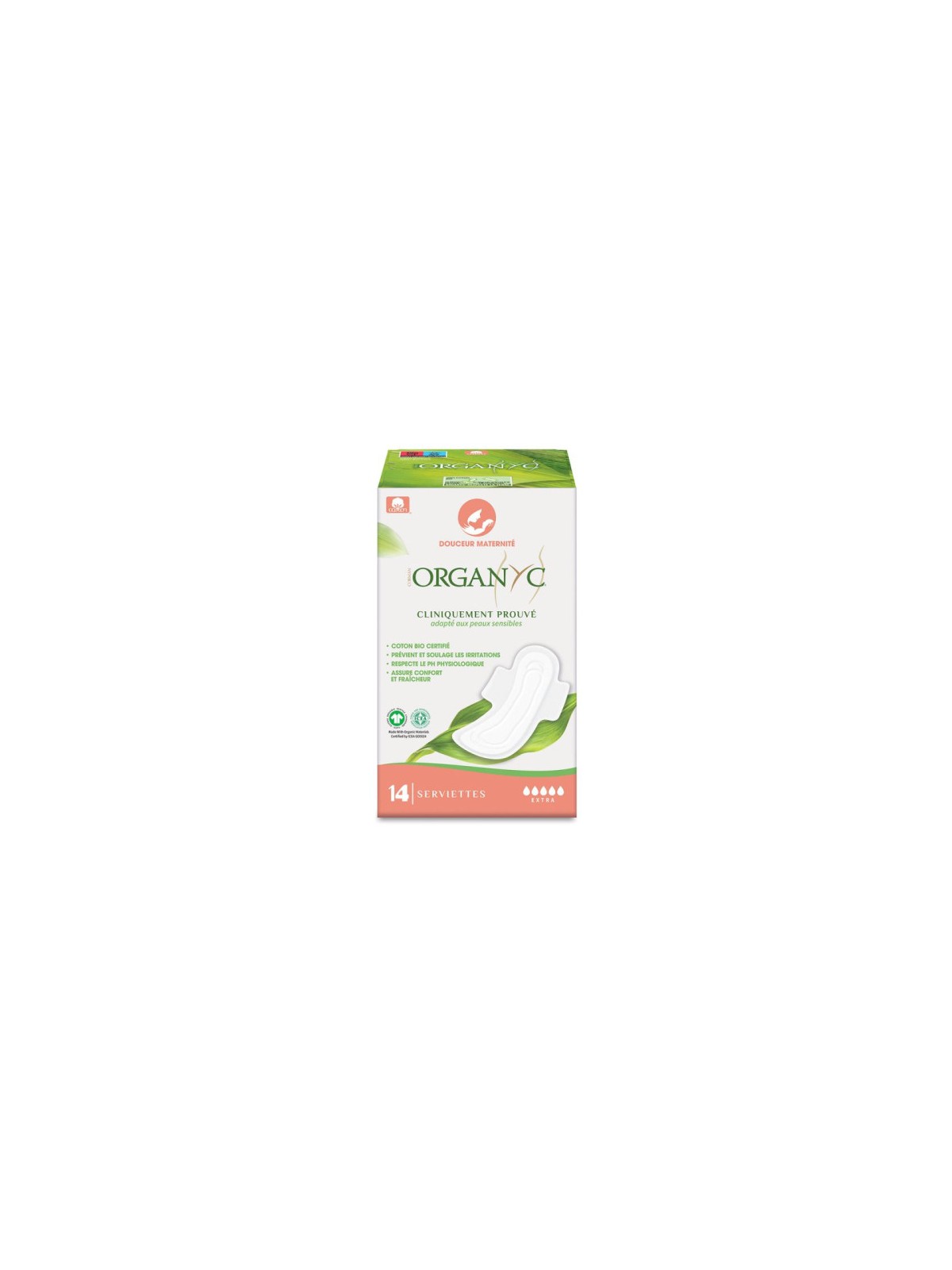 ORGANYC serviettes Douceur maternité Coton bio 14 serviettes