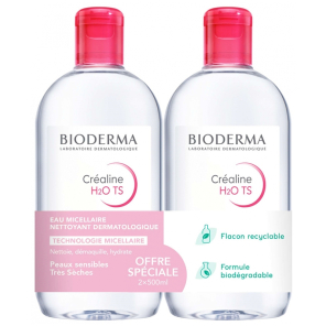 BIODERMA Créaline H2O TS Eau Micellaire Démaquillante Lot de 2 x 500 ml