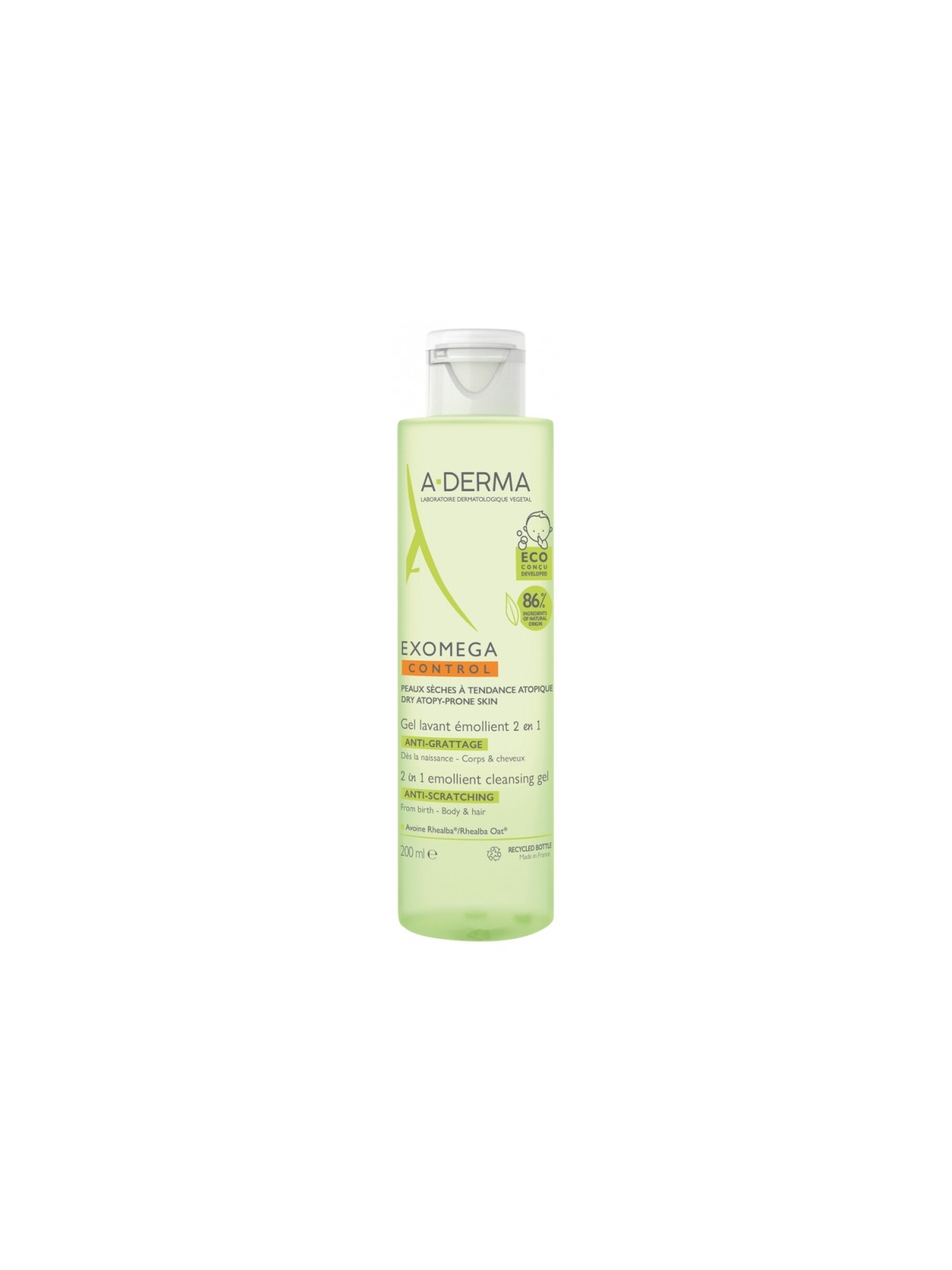 A-DERMA Exomega Control Gel Lavant Émollient 2en1 Anti-Grattage 200 ml