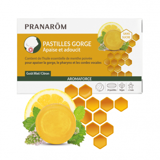 PRANAROM Aromaforce Pastilles Gorge Miel Citron 24 Pastilles