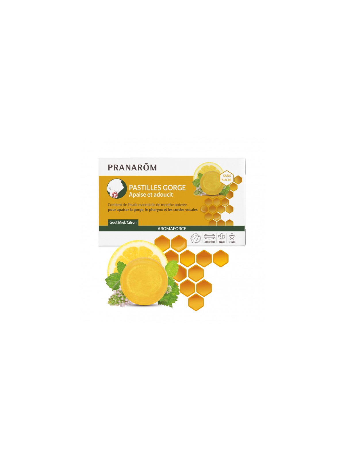 PRANAROM Aromaforce Pastilles Gorge Miel Citron 24 Pastilles
