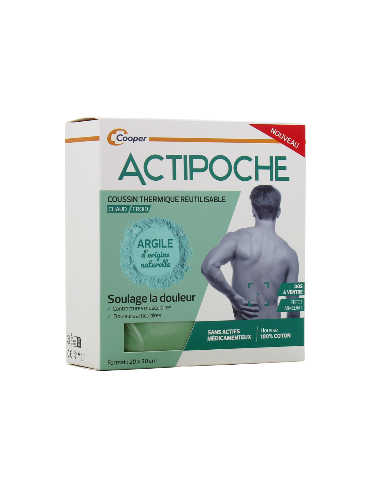 ACTIPOCHE Coussin Thermique Dos et Ventre à l'Argile