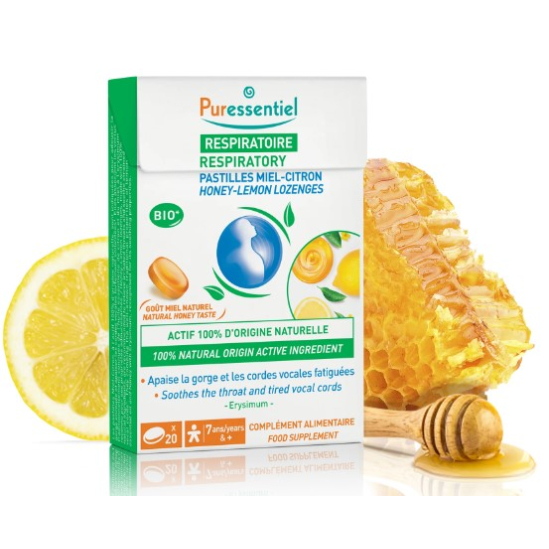 PURESSENTIEL Pastilles Respiratoire Gorge Miel-Citron 20 pastilles