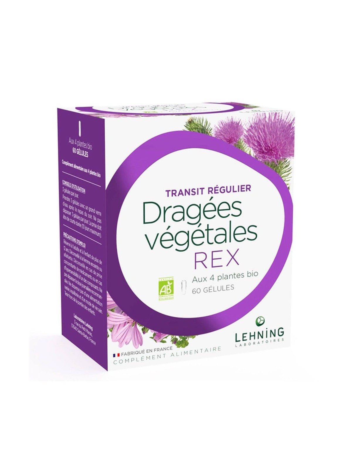 Dragées Végétales REX 60 Gélules 4 plantes BIO