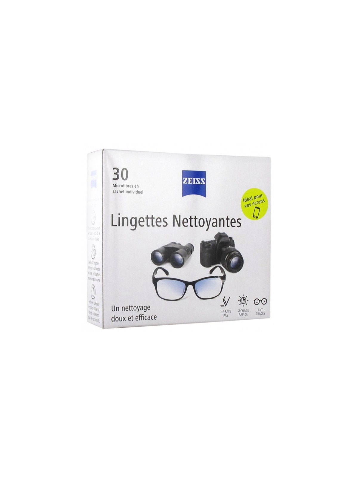 ZEISS Lingettes Nettoyantes pour Lunettes 30 Lingettes
