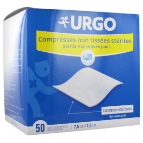 URGO Compresses Stériles Non Tissées 7,5x 7,5 cm 50 Sachets de 2 Compresses