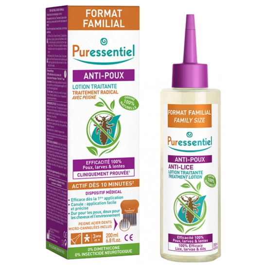 PURESSENTIEL Anti-Poux Lotion Traitante 200 ml + Peigne