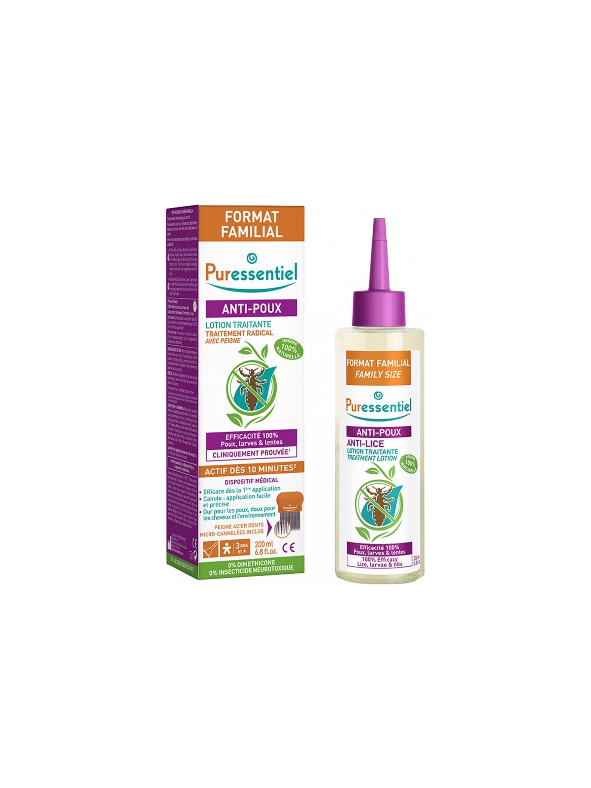 PURESSENTIEL Anti-Poux Lotion Traitante 200 ml + Peigne
