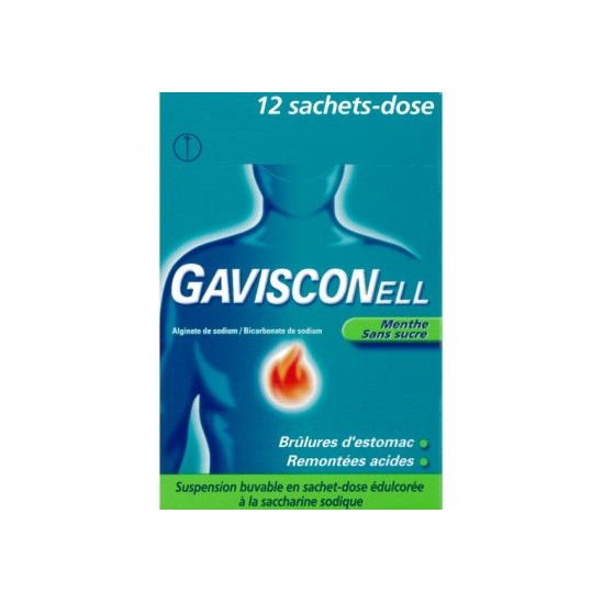 GAVISCONELL MENTHE SANS SUCRE suspension buvable en sachet-dose édulcorée à la saccharine sodique