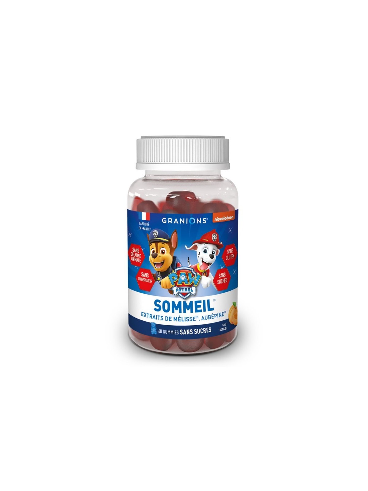 GRANIONS Pat' Patrouille Gommes Sommeil Abricot 60 gommes