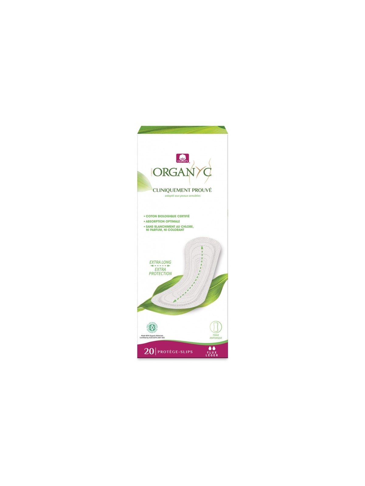 ORGANYC 20 Protège-Slips Maxi Extra Longs Bio