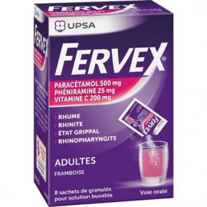 Fervex État Grippal Adultes Framboise 8 sachets de granulés