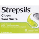 STREPSILS Citron Pastilles Sans Sucre boite de 24