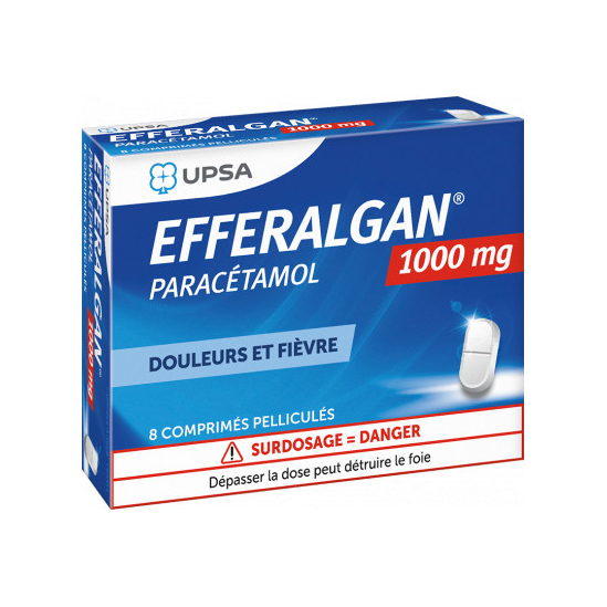 EfferalganTab paracétamol 1g 8 comprimés pelliculés