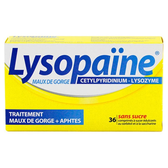 LYSOPAÏNE Maux de Gorge et Aphtes Comprimés à sucer boite de 36