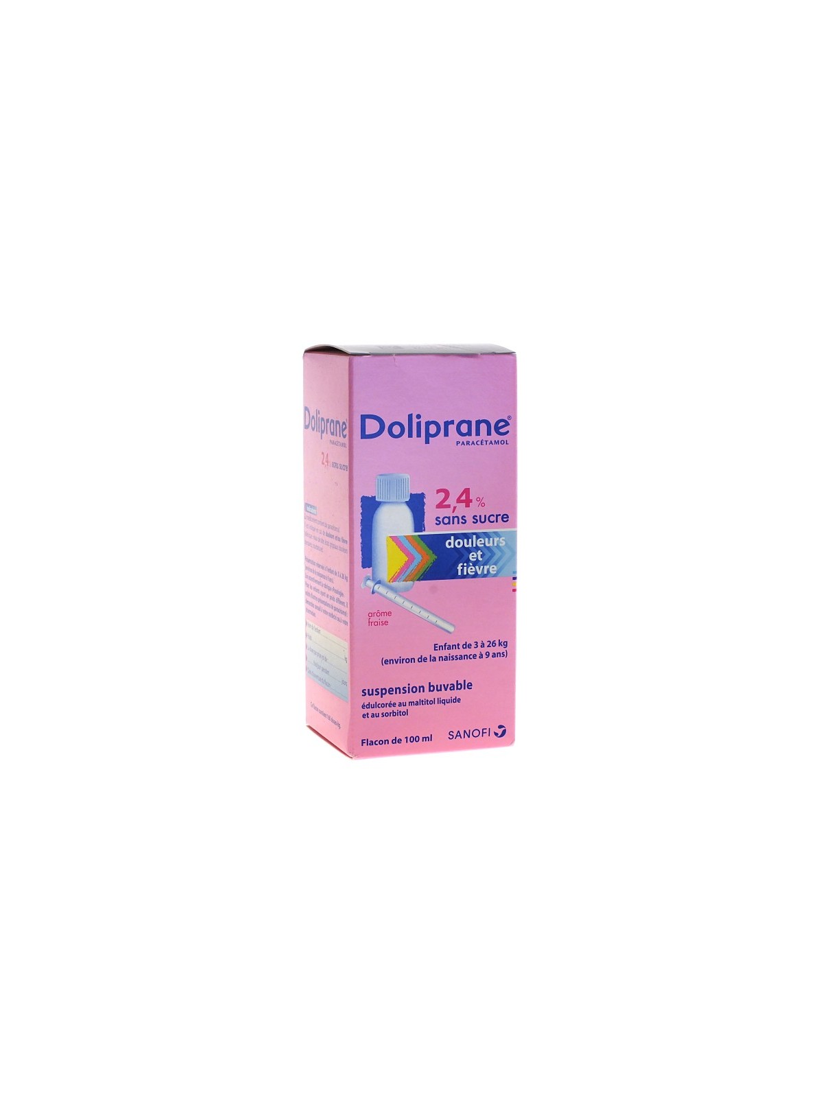 Doliprane 2,4% sans sucre sirop enfant 3 à 26kg 100ml