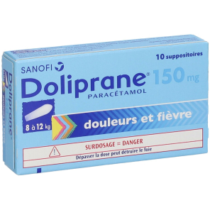 DOLIPRANE 150MG Douleurs et Fièvre Suppositoire 8-12KG boite de 10
