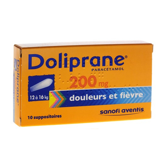 DOLIPRANE 200MG Douleurs et Fièvre 12-16KG Suppositoires boite de 10