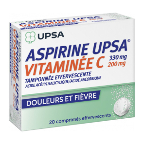 Aspirine Upsa vitaminée C 330mg 20 comprimés effervescents