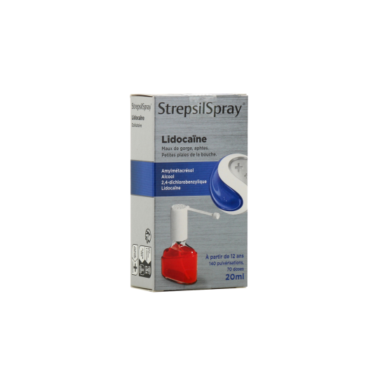 STREPSILSPRAY Lidocaïne Maux de Gorge, Aphtes flacon 20ML