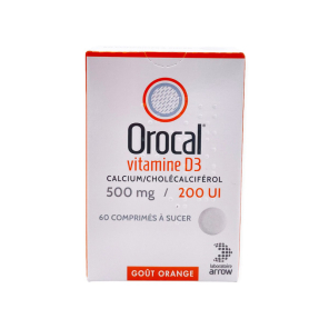 OROCAL Vitamine D3 500MG/200 UI Comprimés à Sucer boite de 60