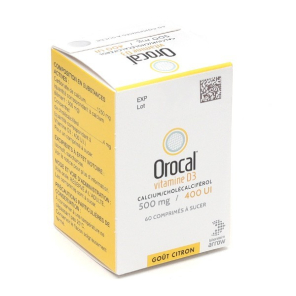 OROCAL Vitamine D3 500MG/400 UI Comprimés à Sucer boite de 60