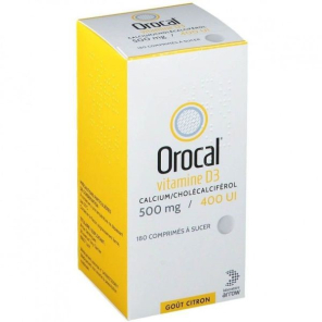 Orocal vitamine d3 500mg/400 u.i 180 comprimés