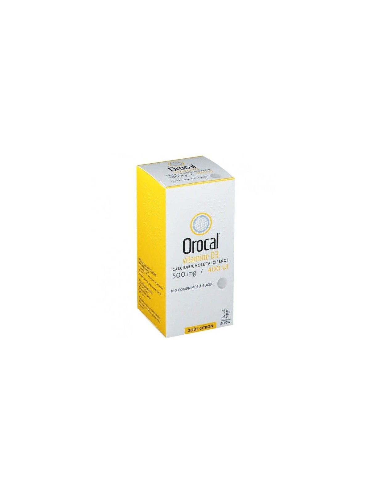 Orocal vitamine d3 500mg/400 u.i 180 comprimés