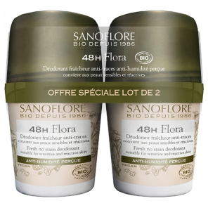 SANOFLORE 48H Flora Roll-On Bio Lot de 2 x 50 ml