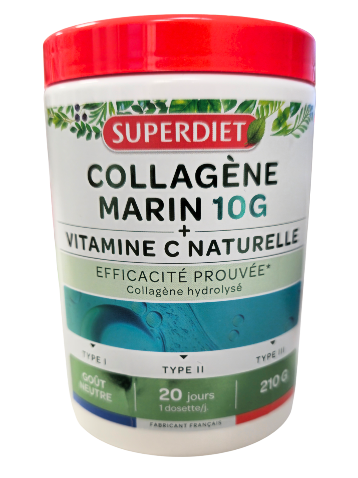 SUPERDIET Collagène marin 10g + Vitamine C 210g