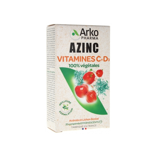 Arkopharma Azinc Vitamines C + D3 20 Comprimés Effervescents