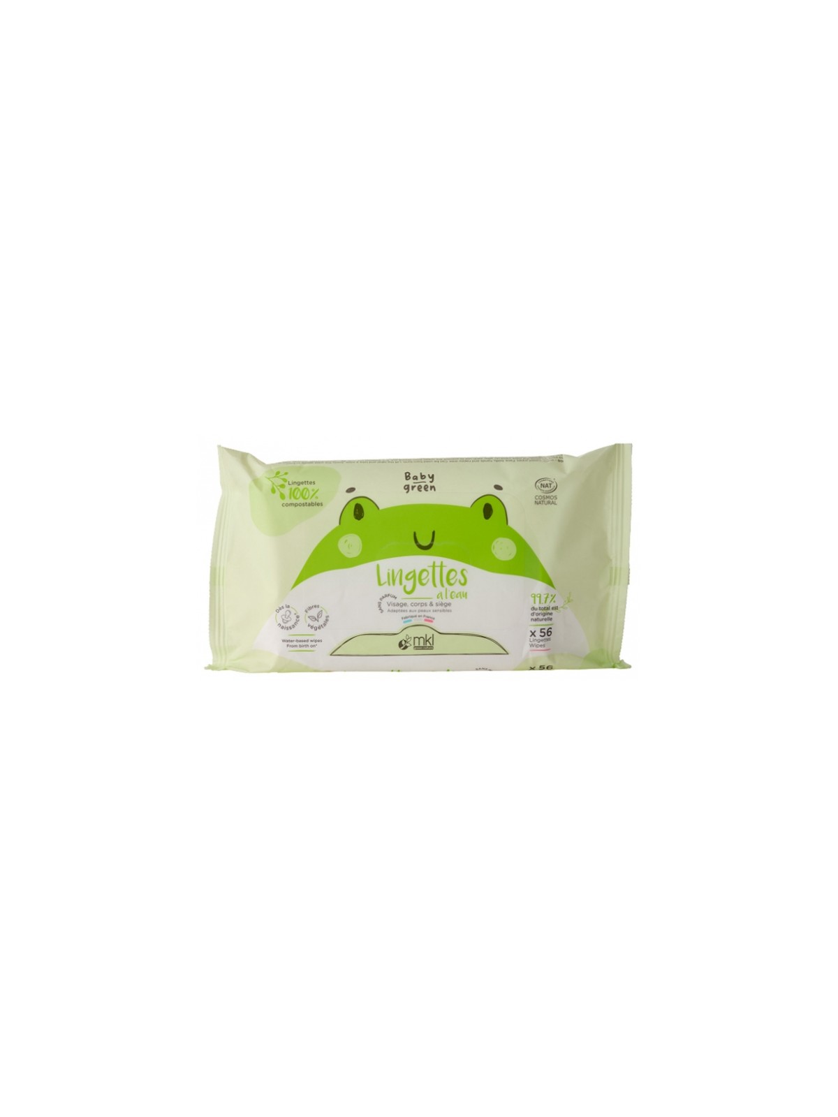 MKL Baby Green Lingettes à l'Eau Bio 56 lingettes