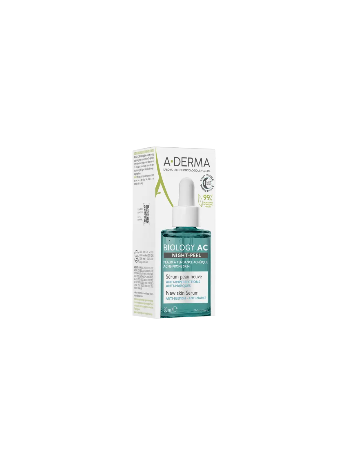 A-DERMA BIOLOGY AC SERUM NIGHT PEEL 30ML