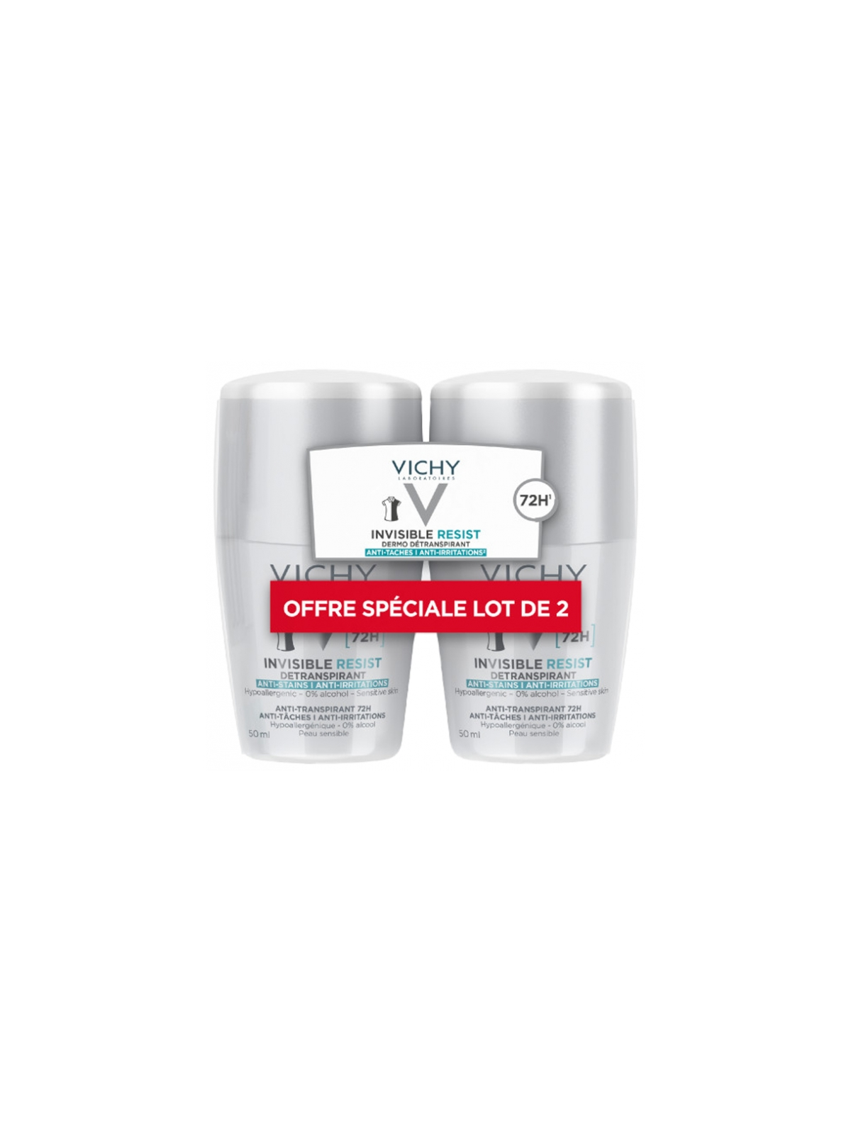 VICHY DEO ROLL ON 72H INV RESIST 2X50ML
