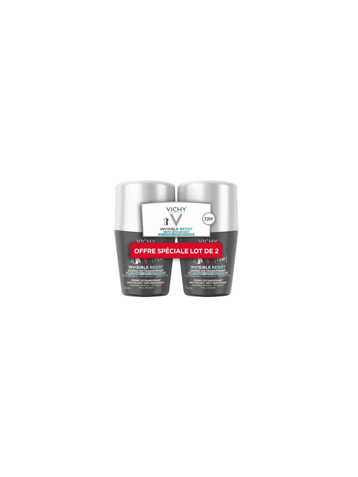 VICHY DEO HOM INVIS 72H ROLL-ON 2X50ML