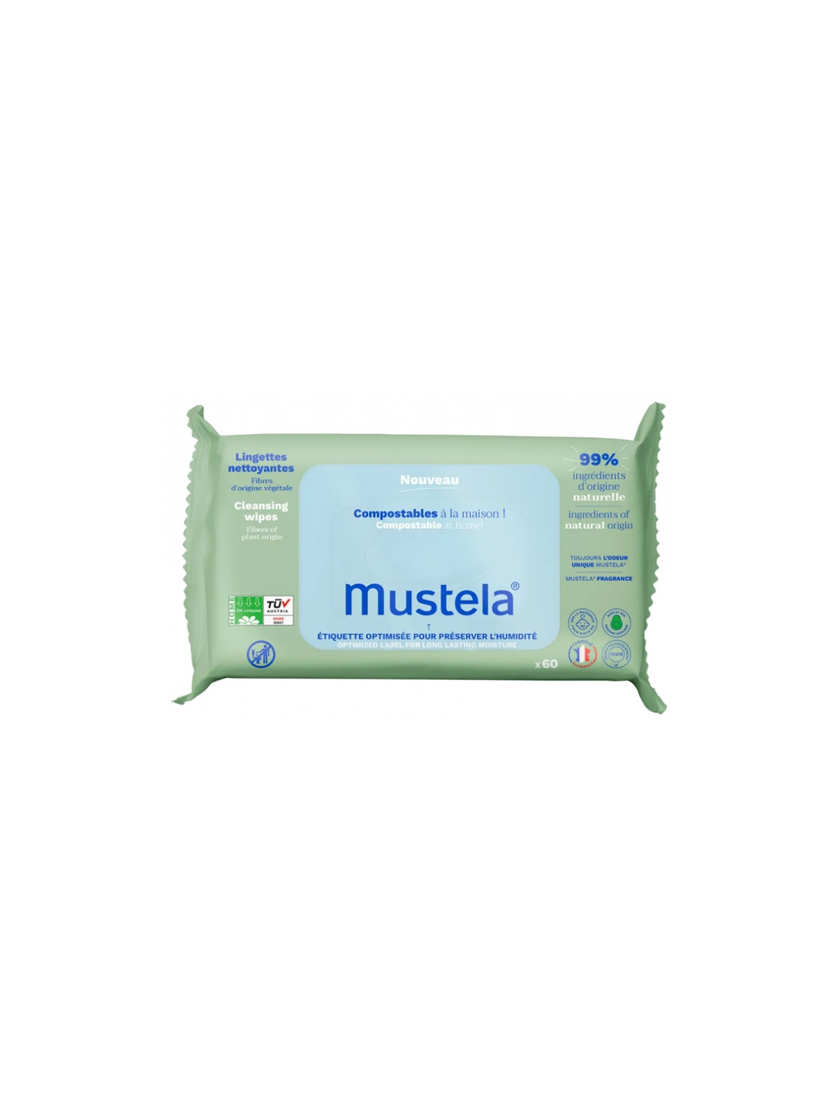 MUSTELA Lingettes Nettoyantes Compostables Avec Parfum 60 Lingettes