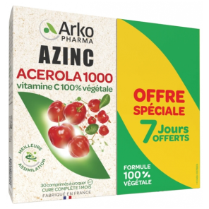 Azinc Acérola 1000 Lot de 2 x 30 Comprimés à Croquer