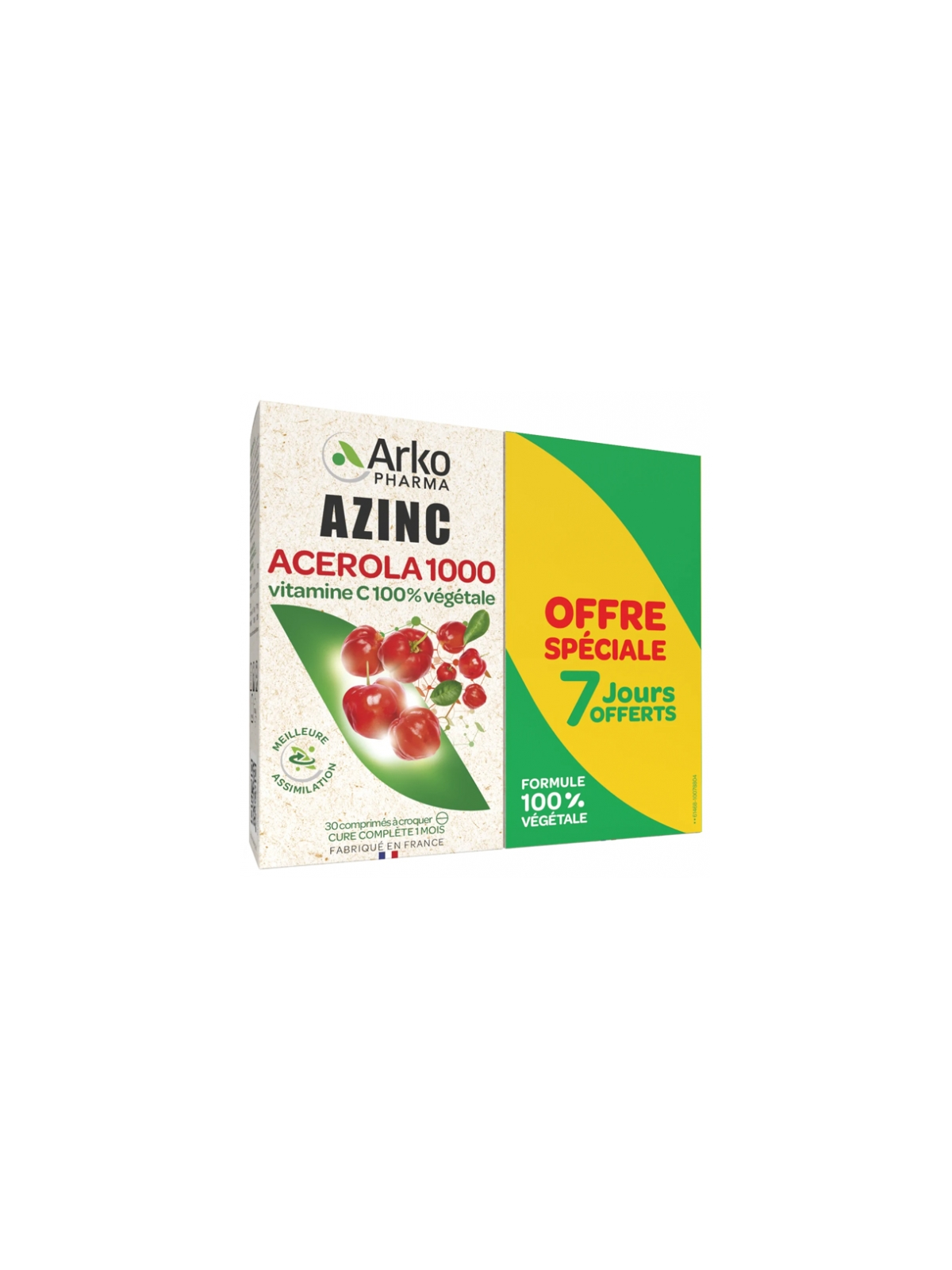 Azinc Acérola 1000 Lot de 2 x 30 Comprimés à Croquer