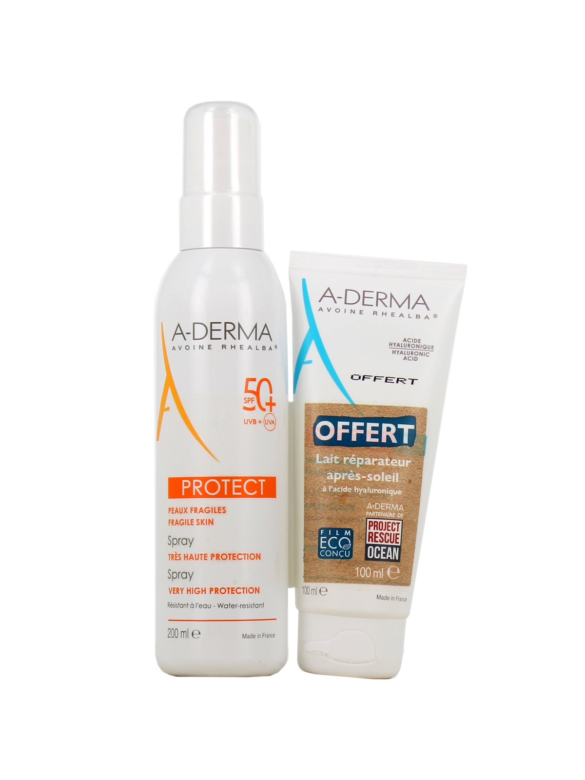 A-DERMA Protect Spray Solaire Très Haute Protection SPF 50+ Lait Après-soleil 100 ml OFFERT