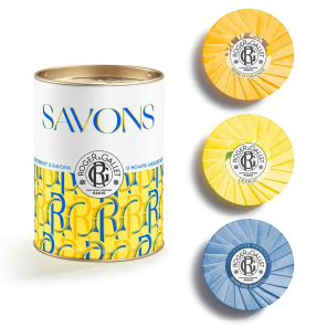 ROGER & GALLET COFFRET SAVONS BIENFAISANTS Boîte de 3 Savons Bois d'Orange 100g + Cédrat 100g + Bois de Santal 100g