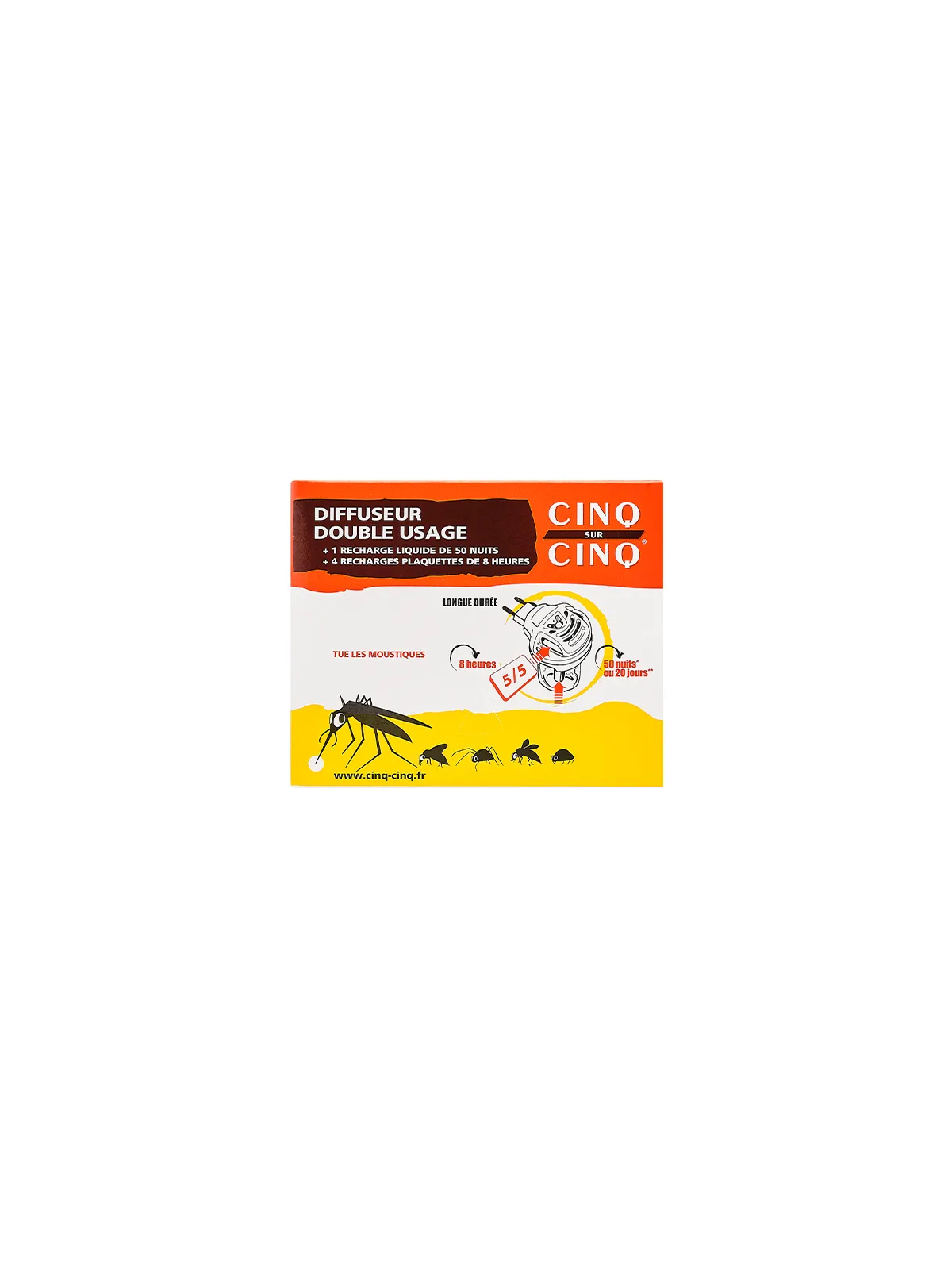 CINQ SUR CINQ Diffuseur Anti Moustiques Electrique Double Usage