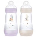 MAM 2 Biberons Easy Start 260 ml 2 Mois et + Débit 2 - Couleur : Lilas/Sable