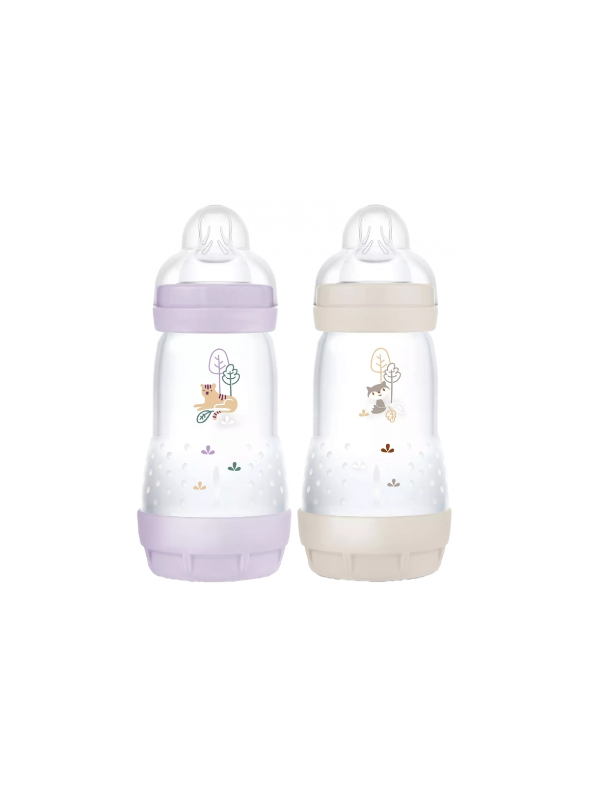 MAM 2 Biberons Easy Start 260 ml 2 Mois et + Débit 2 - Couleur : Lilas/Sable